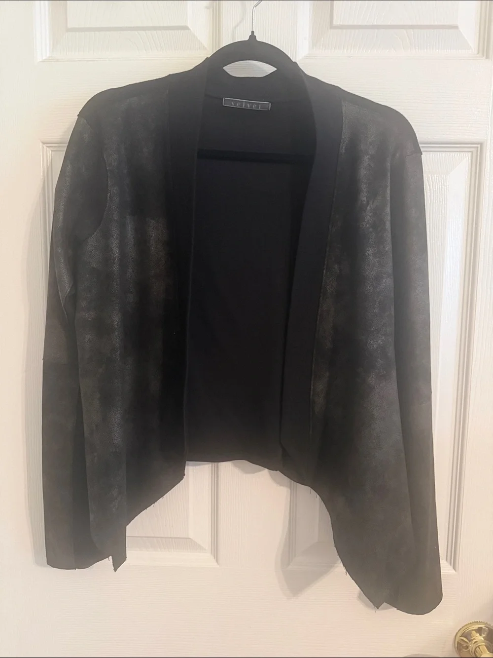 VELVET by Graham & Spencer Jacket Black Draped Open Asymmetric Faux Suede Small